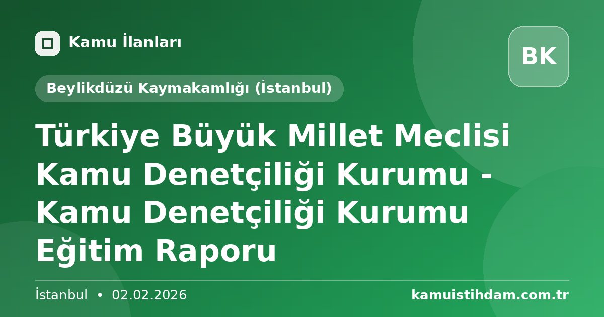 Türkiye Büyük Millet Meclisi Kamu Denetçiliği Kurumu - Kamu Denetçiliği Kurumu Eğitim Raporu - Beylikdüzü Kaymakamlığı (İstanbul)