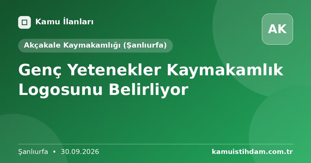 Genç Yetenekler Kaymakamlık Logosunu Belirliyor - Akçakale Kaymakamlığı (Şanlıurfa)