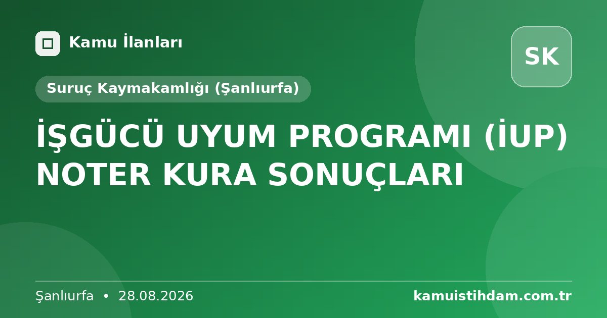İŞGÜCÜ UYUM PROGRAMI (İUP) NOTER KURA SONUÇLARI - Suruç Kaymakamlığı (Şanlıurfa)