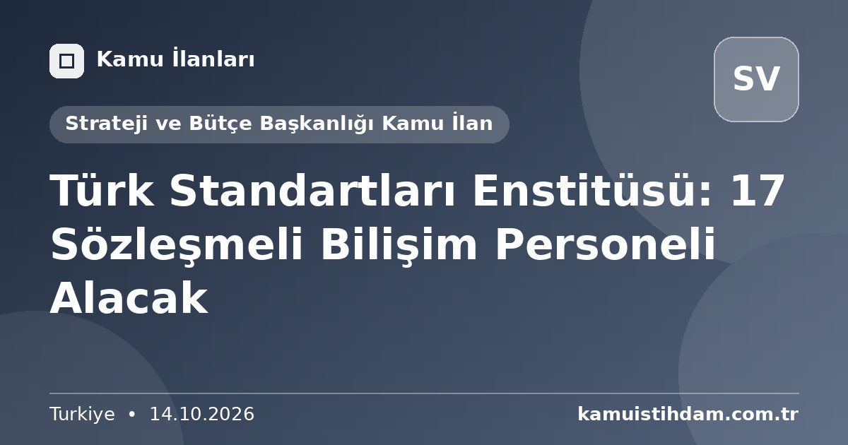 Türk Standartları Enstitüsü: 17 Sözleşmeli Bilişim Personeli Alacak - Strateji ve Bütçe Başkanlığı Kamu İlan