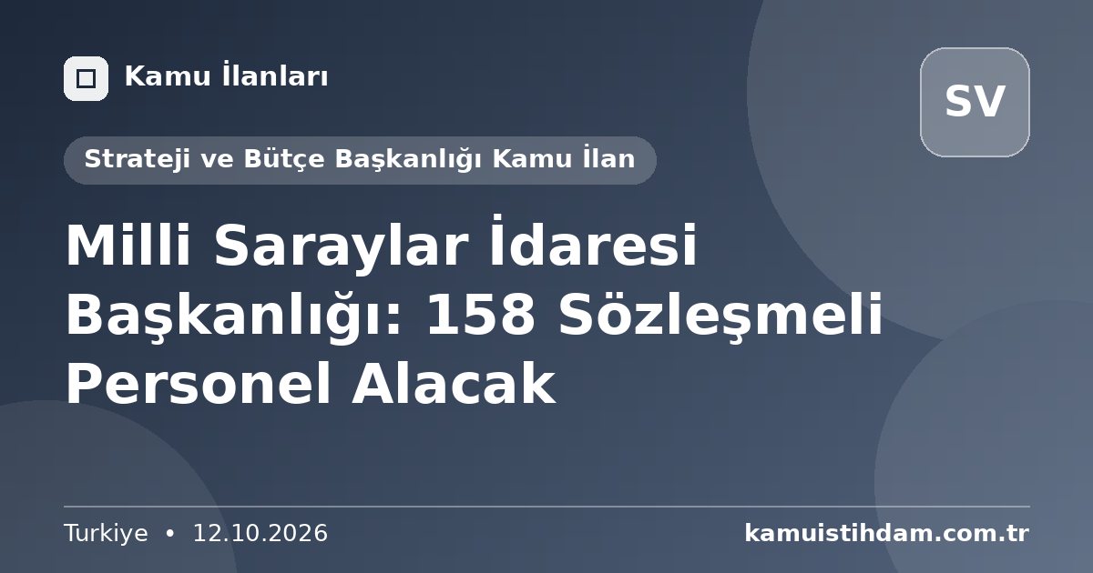 Milli Saraylar İdaresi Başkanlığı: 158 Sözleşmeli Personel Alacak - Strateji ve Bütçe Başkanlığı Kamu İlan