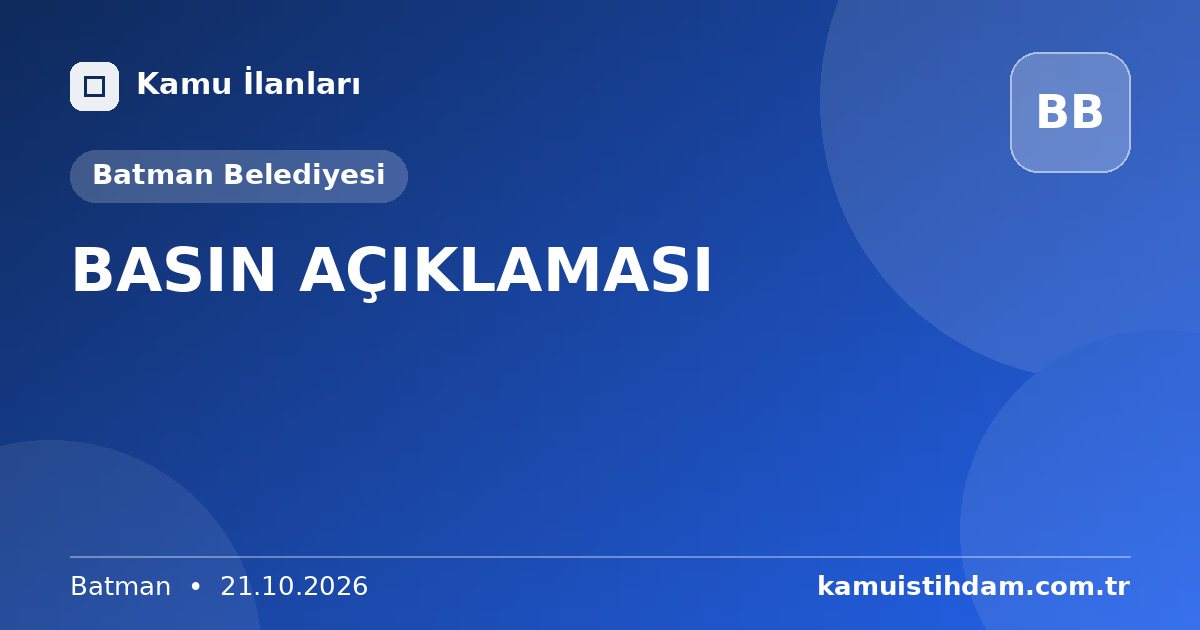 BASIN AÇIKLAMASI - Batman Belediyesi