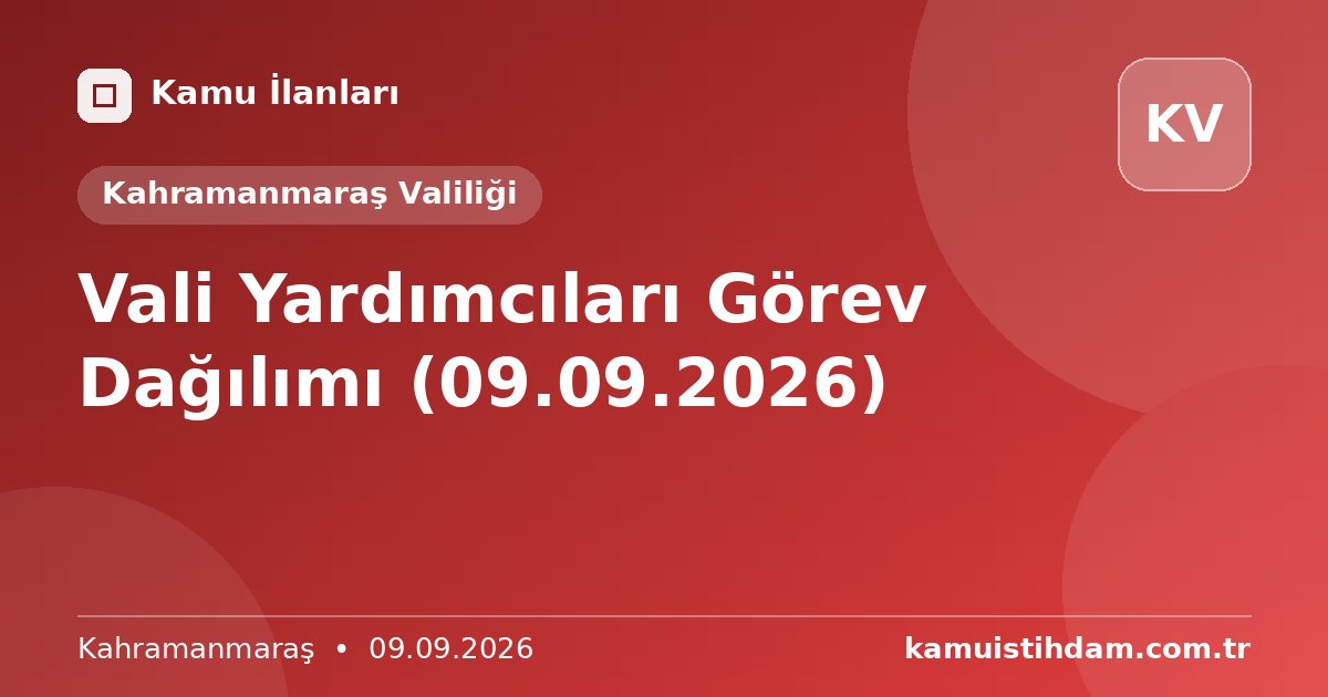 Vali Yardımcıları Görev Dağılımı (09.09.2026) - Kahramanmaraş Valiliği
