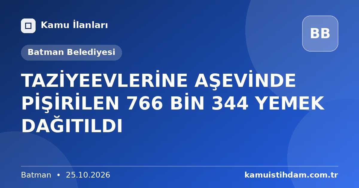 TAZİYEEVLERİNE AŞEVİNDE PİŞİRİLEN 766 BİN 344 YEMEK DAĞITILDI - Batman Belediyesi