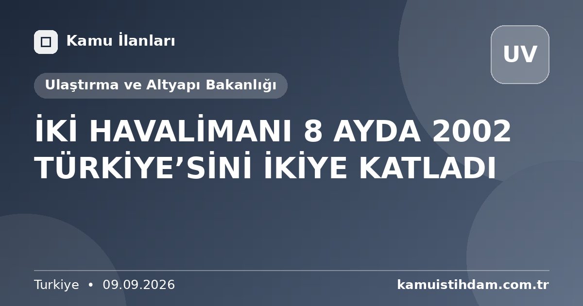 İKİ HAVALİMANI 8 AYDA 2002 TÜRKİYE’SİNİ İKİYE KATLADI - Ulaştırma ve Altyapı Bakanlığı