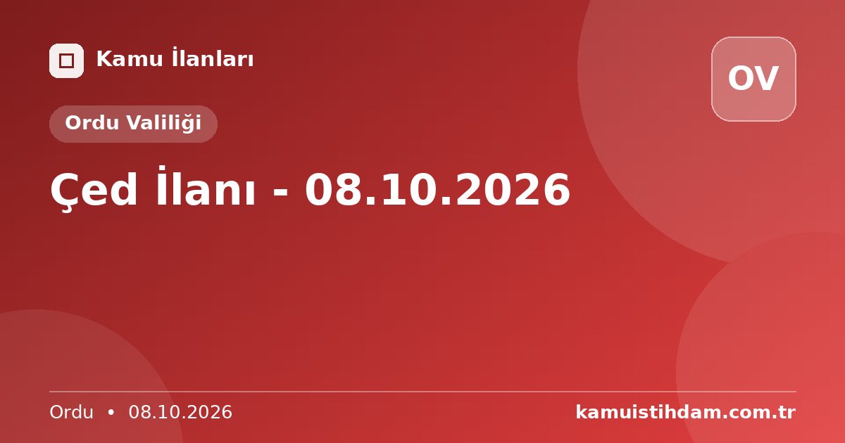 Çed İlanı - 08.10.2026 - Ordu Valiliği