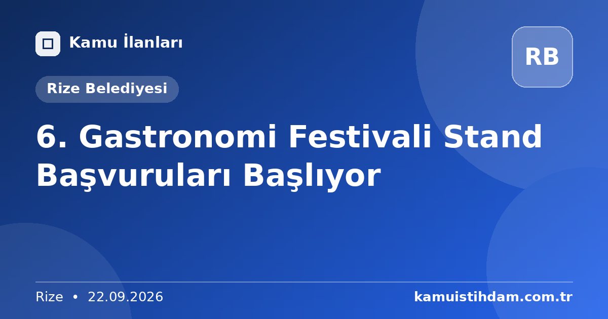 6. Gastronomi Festivali Stand Başvuruları Başlıyor - Rize Belediyesi