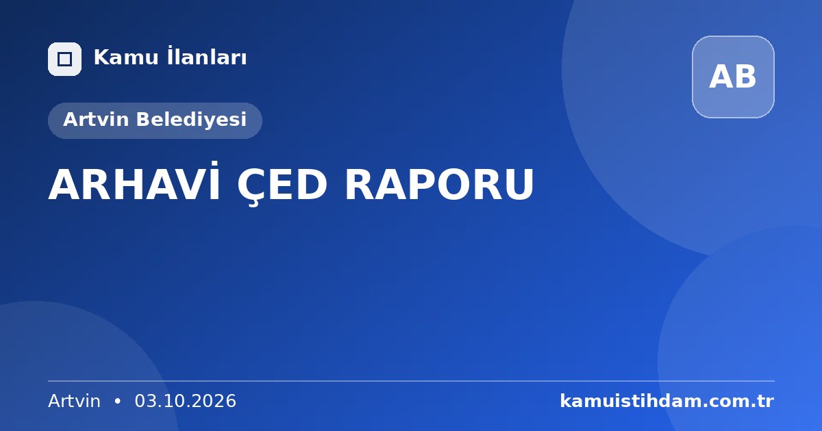 ARHAVİ ÇED RAPORU - Artvin Belediyesi
