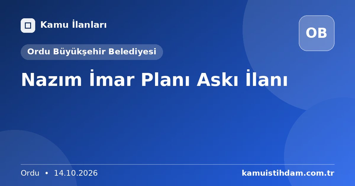 Nazım İmar Planı Askı İlanı - Ordu Büyükşehir Belediyesi