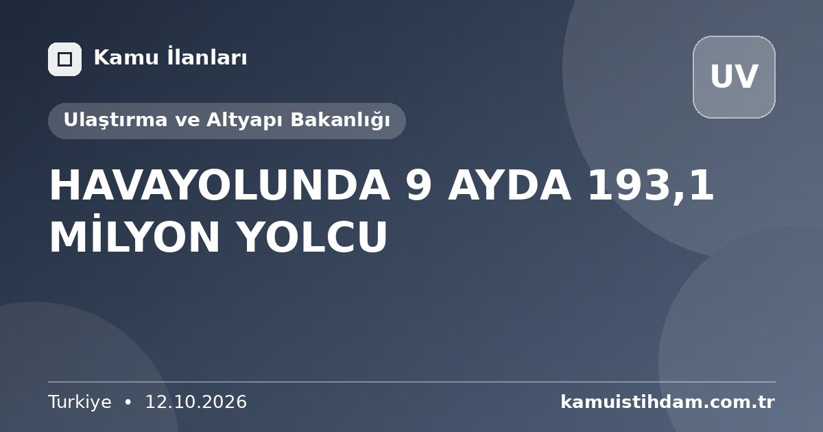 HAVAYOLUNDA 9 AYDA 193,1 MİLYON YOLCU - Ulaştırma ve Altyapı Bakanlığı
