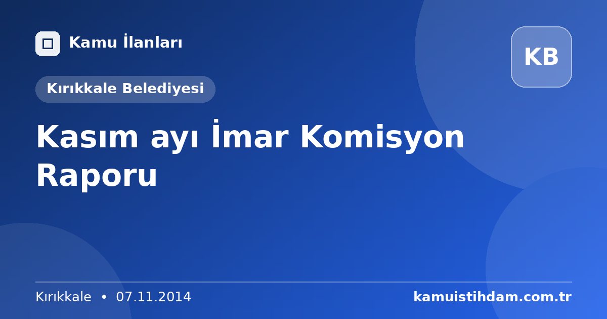 Kasım ayı İmar Komisyon Raporu - Kırıkkale Belediyesi