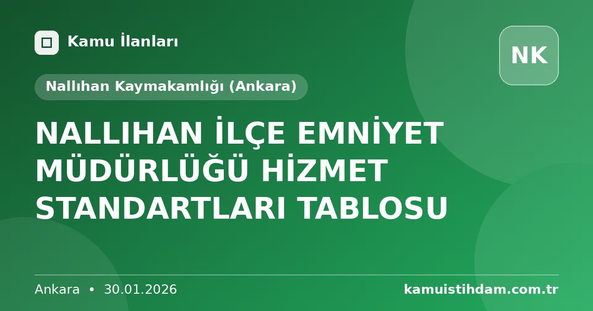 NALLIHAN İLÇE EMNİYET MÜDÜRLÜĞÜ HİZMET STANDARTLARI TABLOSU - Nallıhan Kaymakamlığı (Ankara)