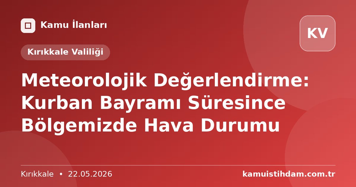 Meteorolojik Değerlendirme: Kurban Bayramı Süresince Bölgemizde Hava Durumu - Kırıkkale Valiliği