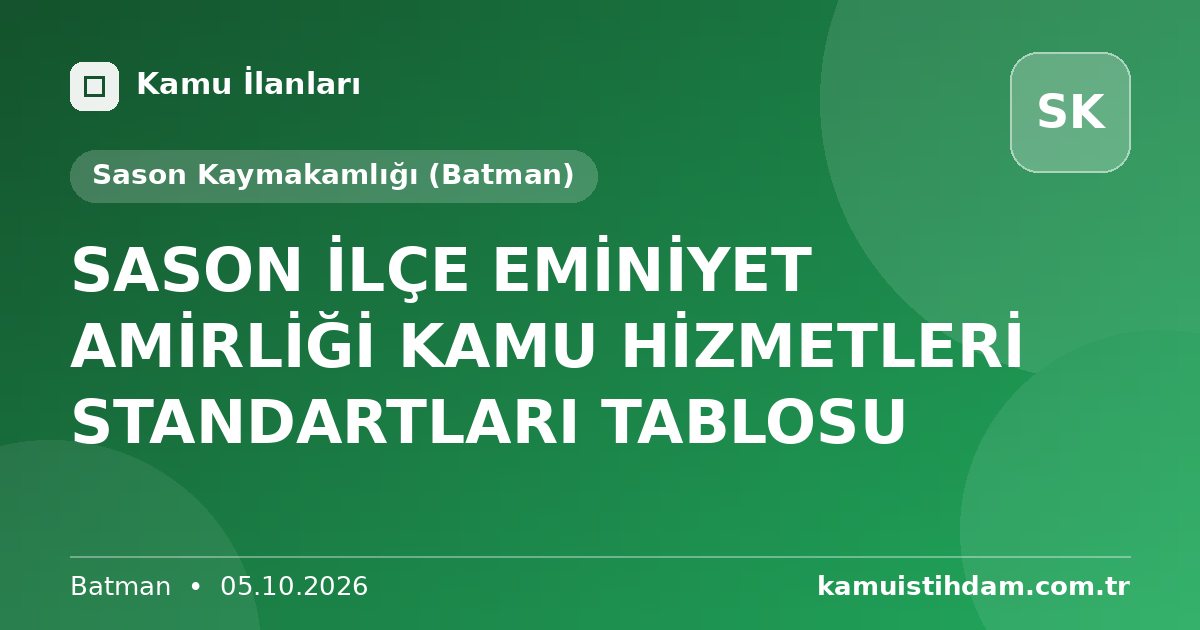 SASON İLÇE EMİNİYET AMİRLİĞİ KAMU HİZMETLERİ STANDARTLARI TABLOSU - Sason Kaymakamlığı (Batman)