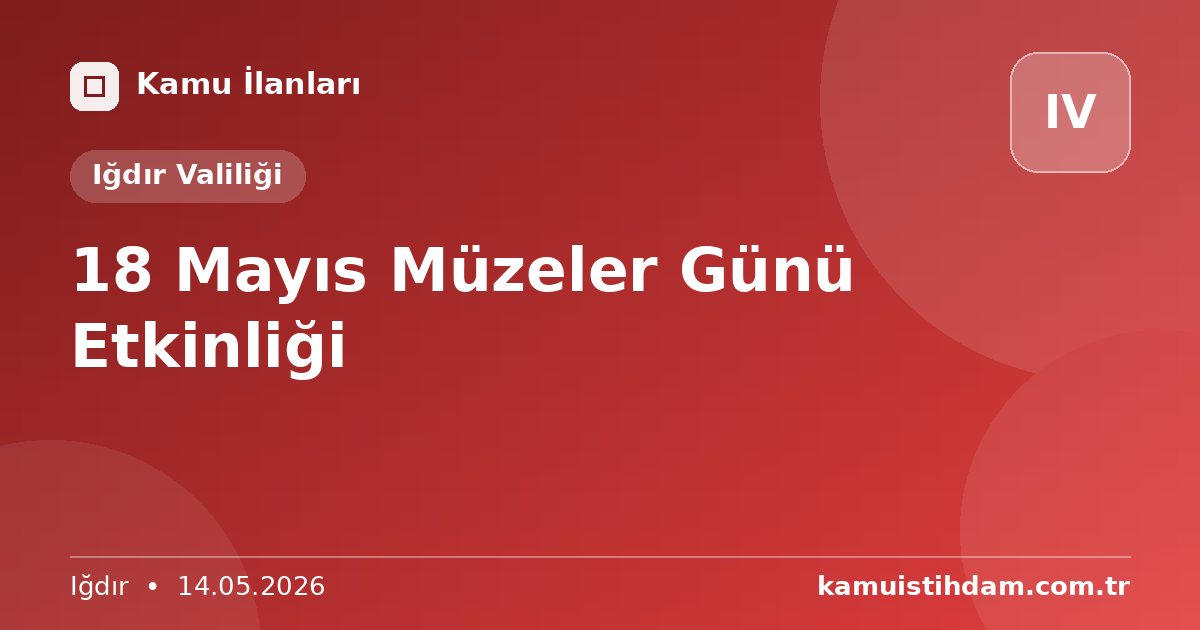18 Mayıs Müzeler Günü Etkinliği - Iğdır Valiliği