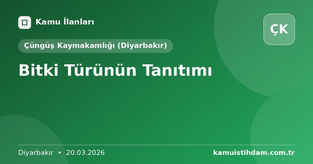 Bitki Türünün Tanıtımı - Çüngüş Kaymakamlığı (Diyarbakır)