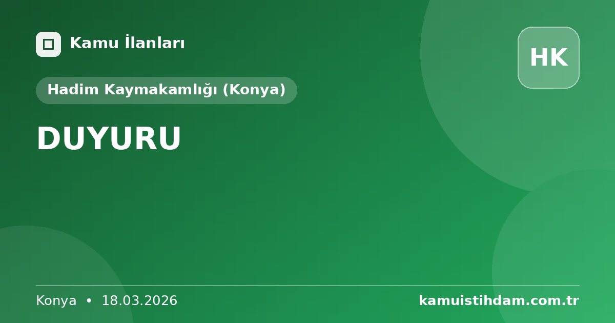 DUYURU - Hadim Kaymakamlığı (Konya)