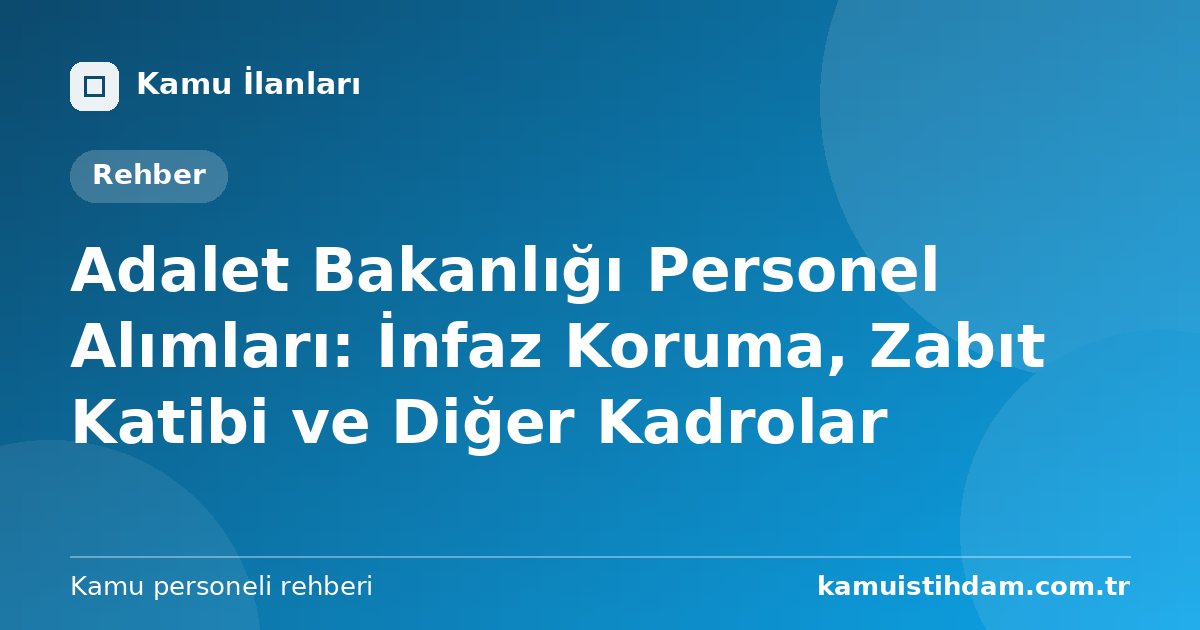 Adalet Bakanlığı Personel Alımları: İnfaz Koruma, Zabıt Katibi ve Diğer Kadrolar