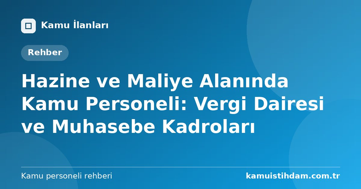 Hazine ve Maliye Alanında Kamu Personeli: Vergi Dairesi ve Muhasebe Kadroları